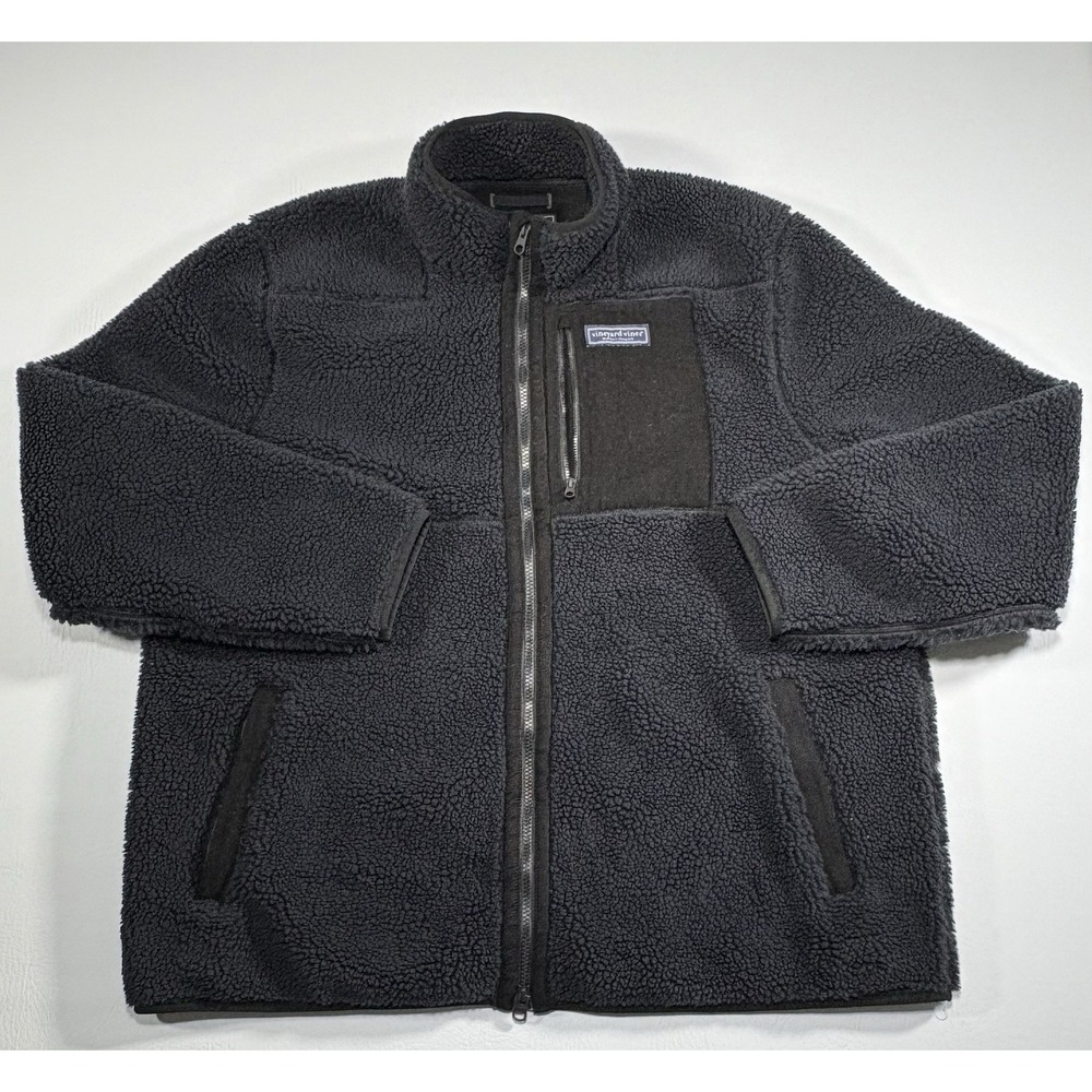 Vineyard Vines Supershep Sherpa Fleece Jacket Mens XXL Black Full Zip